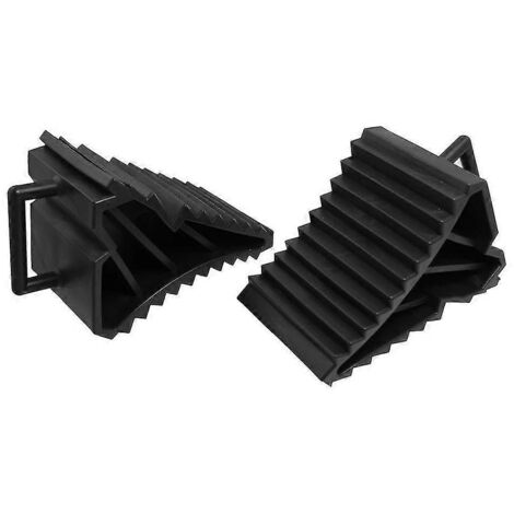 Lot de 2 cales de roue antidérapantes pour véhicules (voiture, camion), noires (1/4)