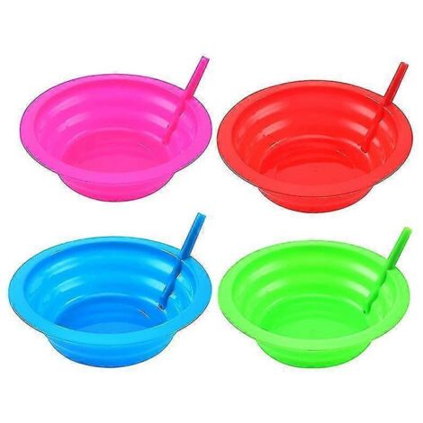 Ensemble de 4 bols à soupe ou à céréales pour enfants, en plastique avec paille intégrée, magasin d'entretien ménager (1/4)