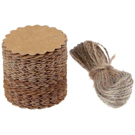 100 étiquettes en papier kraft brun pour loisirs créatifs, étiquettes cadeaux rondes