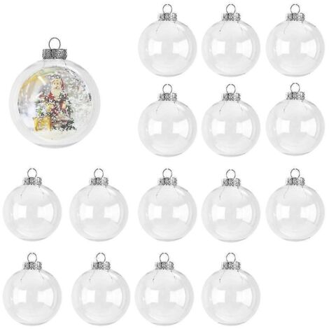 16 boules de Noël transparentes, boules en plastique transparent à remplir soi-même, décorations de sapin de Noël (1/4)