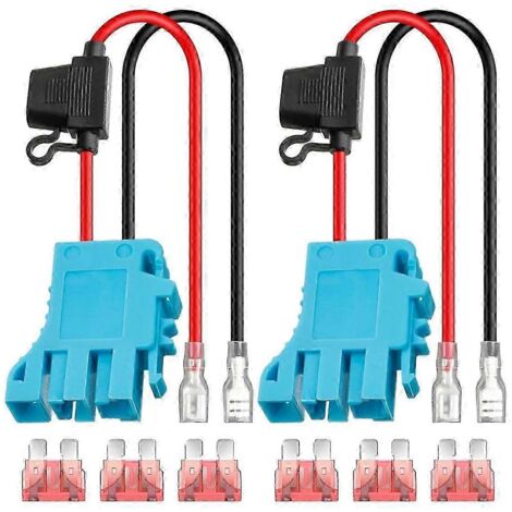Lot de 2 connecteurs de faisceau de câbles de calibre 12 AWG de rechange pour véhicules électriques Peg-Perego à batterie SLA 12 V avec fusible bleu (1/5)