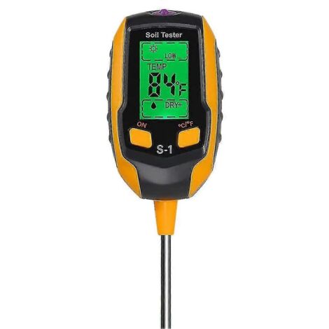 pH-mètre du sol 2024, testeur d'humidité du sol 4 en 1, humidimètre numérique pour plantes avec mesure du pH, de la température et de la lumière. (1/5)