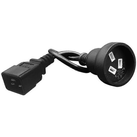 Rallonge électrique, C20 vers AU, trois prises mâles horizontales vers prise femelle standard australienne pour noir (1/5)