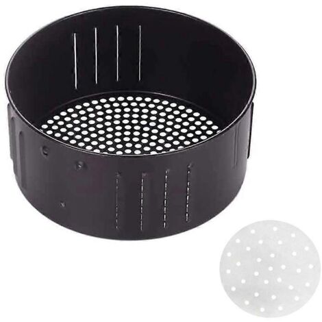 Panier de rechange pour friteuse à air chaud, compatible avec tous les fours à friteuse à air chaud, accessoires pour friteuse à air chaud, panier à friture antiadhésif, 2,6 L, noir (1/5)