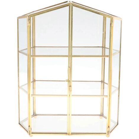Boîte de présentation vintage en verre transparent à 3 niveaux pour bijoux, idéale pour une coiffeuse. (1/5)