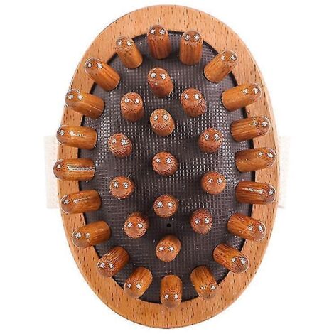 Brosse anti-cellulite pour le corps, en bois, apaisante, aux huiles essentielles, avec coussin d'air, pour un massage des méridiens, couleur veau café. (1/5)