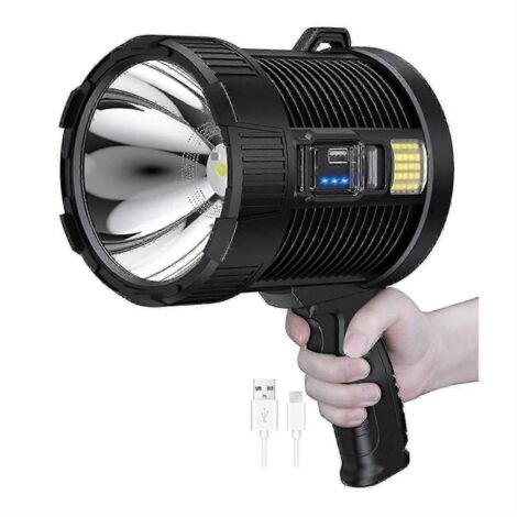 Projecteur rechargeable, lampe torche LED portable de 100 000 lumens, super projecteur solaire d'extérieur Kb (1/5)