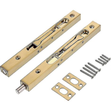 Lot de 2 verrous de porte de 20 cm (8 pouces) - Serrures de sécurité dissimulées en acier inoxydable pour portes-fenêtres à la française avec quincaillerie, pênes dormants métalliques pour bois compos (1/5)