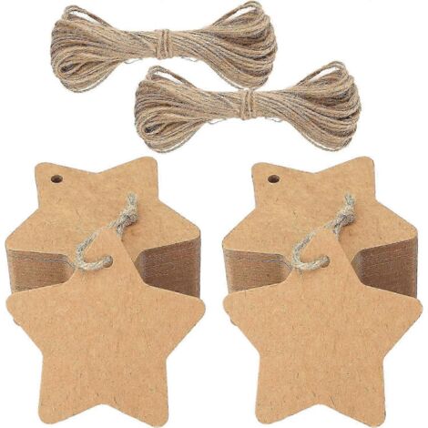 Étiquettes cadeaux étoiles pour Noël, lot de 100 étiquettes en papier kraft avec ficelle de jute (1/5)
