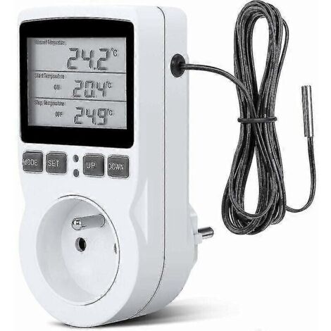 Prise thermostat 2024, prise minuterie numérique, prise programmable numérique avec capteur, minuterie numérique programmable, prise thermostat de chauffage compatible (1/5)