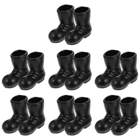 Lot de 7 paires de chaussures de Père Noël, mini-bottes décoratives pour poupées et costumes - 3 x 2,9 x 1 cm - Noir (1/2)