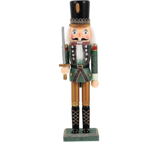 Casse-Noisette en bois, soldat de dessin animé, décoration de bureau créative - 30 x 8 x 7,5 cm - Vert (1/2)