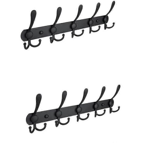 Porte-manteau mural suspendu, porte-manteau sur pied pour vestes, manteaux et chapeaux, idéal pour la chambre, crochets noirs (1/5)
