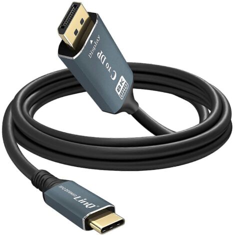 Câble vidéo 8K USB-C mâle vers DisplayPort haute résolution 1,8 m Noir (1/4)