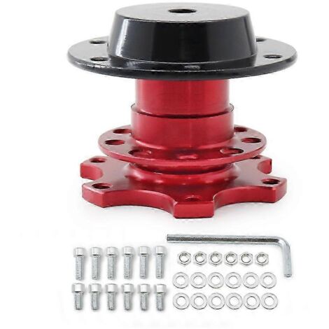 Adaptateur universel en aluminium pour volant à dégagement rapide, compatible avec les volants à 6 trous et doté d'un kit de moyeu amovible à clipser - Rouge (1/5)