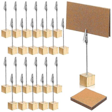 2024 Lot de 24 porte-numéros de table rustiques en bois avec pinces mémo et cartes kraft (1/5)