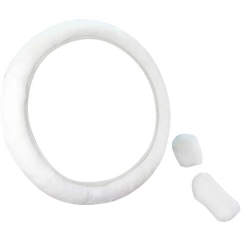 Ensemble de 3 housses de volant respirantes, confortables et faciles à installer, en peluche douce, avec couvre-levier de frein à main et de vitesse pour femmes (blanc). (1/5)