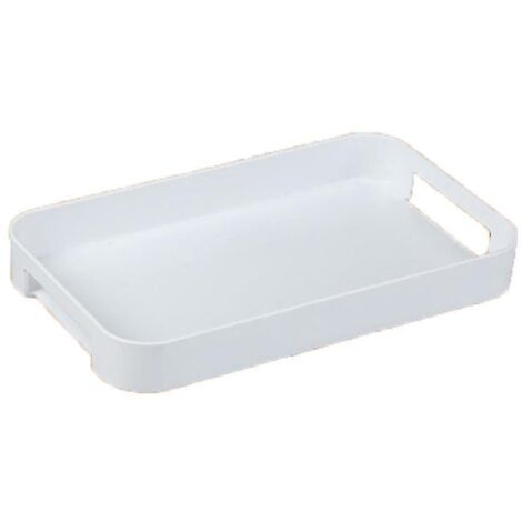 Plateau de service blanc avec poignées, plateau de service rectangulaire stable en plastique style 1 (1/5)