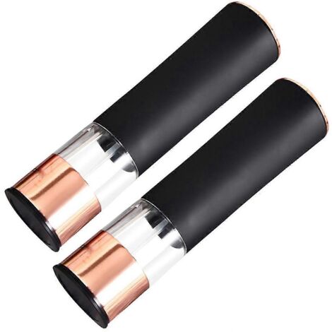 Lot de 2 moulins à sel et poivre automatiques, moulins à épices électriques à piles, mouture réglable, rose doré et noir (1/5)
