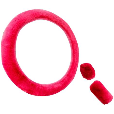 Ensemble de 3 housses de volant respirantes, confortables et faciles à installer, en peluche douce, avec couvre-levier de frein à main et de vitesse pour femmes, couleur rouge bordeaux. (1/5)