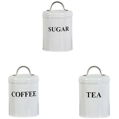 Lot de 3 boîtes à épices en fer galvanisé, récipients alimentaires, bocaux, boîtes de rangement pour condiments, pots à épices ou blancs (1/5)