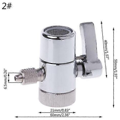Inverseur de robinet pour filtre à eau, compatible avec les systèmes d'osmose inverse, raccords de tube 1/4", 2 5/8" et 3/8" - 2 (1/5)