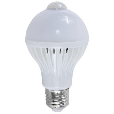 Ampoule LED à détecteur de mouvement infrarouge, s'allumant automatiquement grâce à sa détection de présence humaine (lumière blanche). (1/5)