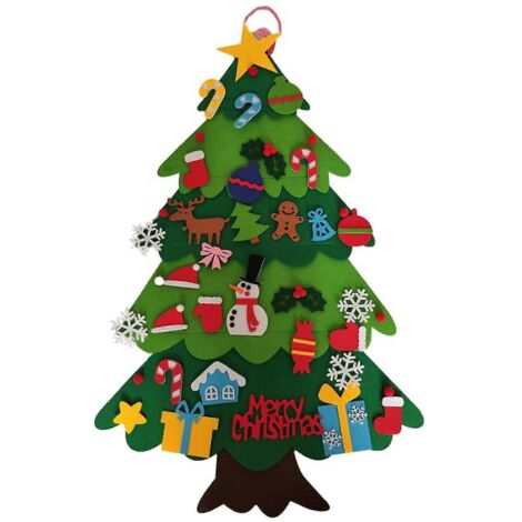 Sapin de Noël en feutrine à faire soi-même, cadeau pour enfants, avec 32 décorations détachables pour Noël et le Nouvel An. Très joli cadeau (sans lumière). (1/5)