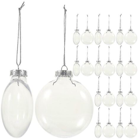 36 boules de Noël transparentes plates, 6 x 6 cm, pour sapin de Noël (1/2)