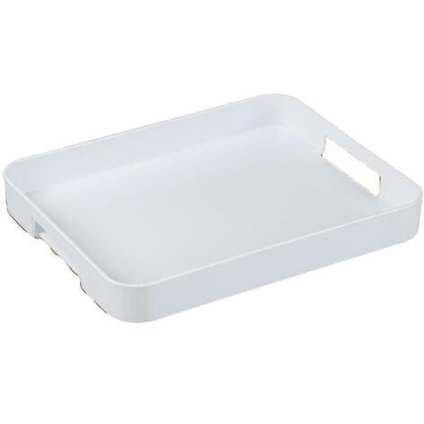 Plateau de service blanc avec poignées, plateau de service rectangulaire stable en plastique style 2 (1/5)