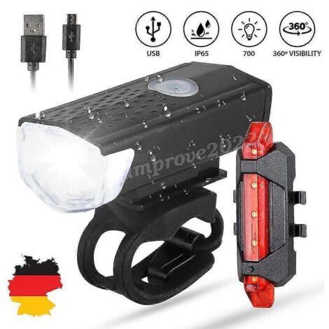 2024 USB LED Fahrradlicht Beleuchtung Set 700 Lux Super Scheinwerfer Heller Rcklicht (1/5)
