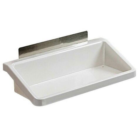 Étagère de rangement murale à ventouses en plastique pour salle de bain et cuisine, blanche (1/5)