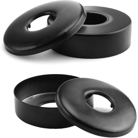 2024 Lot de 4 rosaces de mitigeur de douche noir mat, rosace de robinet en acier inoxydable, cache-robinet mural plat pour radiateur, compatible avec les tuyaux d'eau de 21 et 25 mm