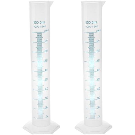 2 tubes gradués transparents en plastique de 500 ml. (1/4)