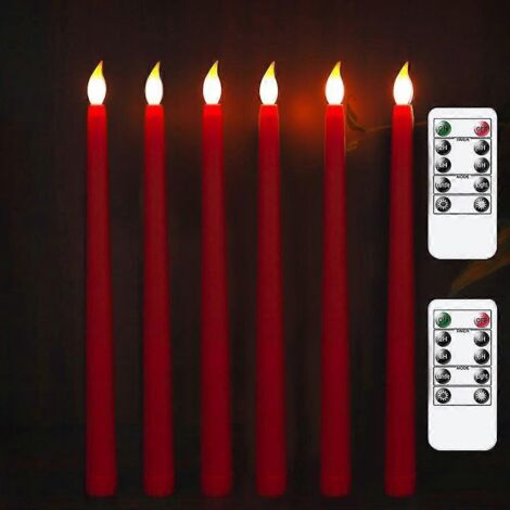Bougies coniques LED sans flamme à effet vacillant, lot de 6 avec télécommande, pour la décoration de la maison, des mariages et de Noël. (1/5)