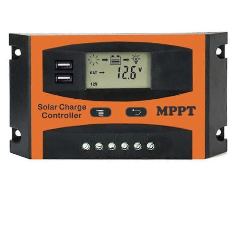 Contrôleur de charge solaire 30 A, contrôleur de chargeur solaire MPPT, panneau solaire 12 V/24 V avec double port USB (voir illustration). (1/5)