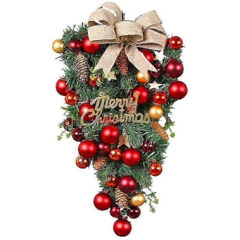 Couronne de Noël décorative à suspendre, ornement artificiel pour porte d'entrée, mur, cheminée (voir photo) (1/5)