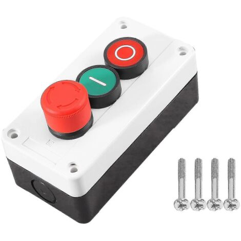 Interrupteur à bouton-poussoir momentané rouge/vert Nc, station d'arrêt d'urgence 600 V 10 A (1/5)