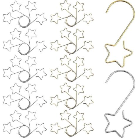 Crochets pour sapin de Noël, 120 crochets en forme d'étoile pour suspendre boules, boules et chaussettes. (1/5)