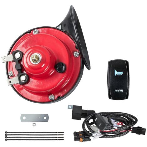 Kit de klaxon universel 12 V avec interrupteur à bascule pour UTV/VTT Polaris RZR 800 XP Ranger Can-Am Maverick X3 ArBlackred (1/5)