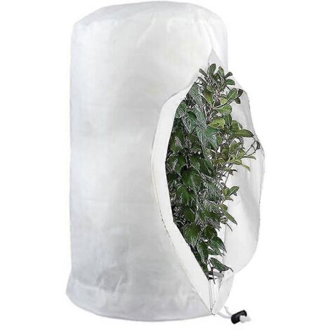 Sacs de protection contre le gel pour plantes, housses de protection réutilisables avec cordon de serrage, sacs polaires d'hiver pour jardin - XL - 140 x 200 cm - Blanc (1/5)