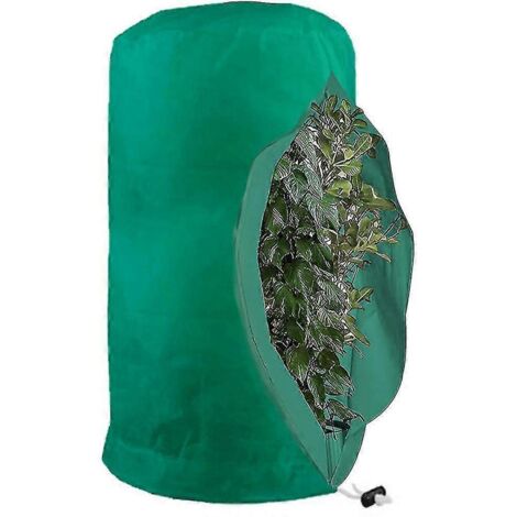 Sacs de protection contre le gel pour plantes, housses de protection réutilisables avec cordon de serrage, sacs polaires d'hiver pour jardin - L - 120 x 180 cm - Vert (1/5)