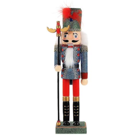 Casse-Noisette en bois, soldat de dessin animé, décoration de bureau créative - 30 x 8 x 7,5 cm - Bleu (1/2)
