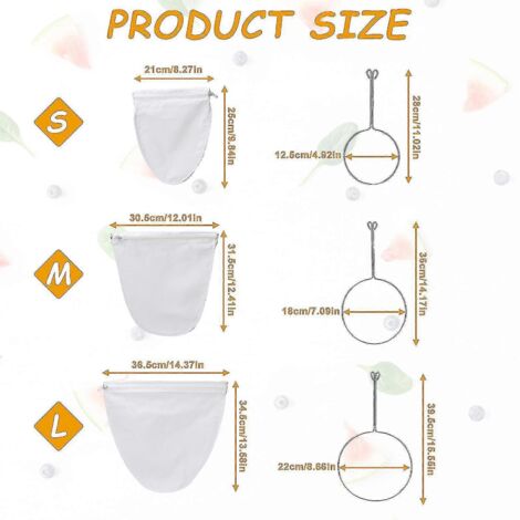 Sac filtrant à mailles ultra-fines, sac filtrant alimentaire réutilisable de qualité commerciale avec cadre en acier inoxydable et poignée, utilisé pour filtrer le lait de noix, le café, le lait, etc. (1/3)