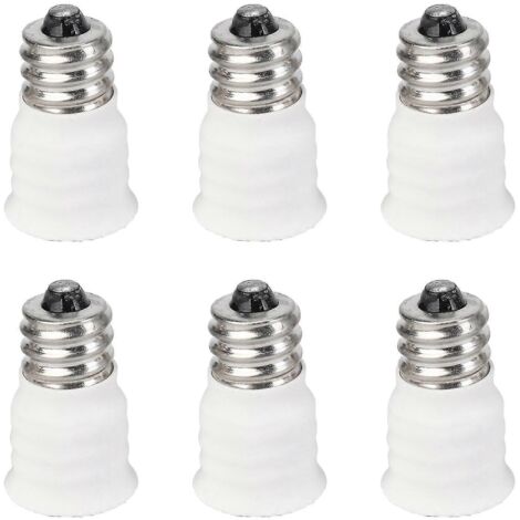 Adaptateur de douille LED blanc E12 vers E14 (lot de 6) - Haute qualité