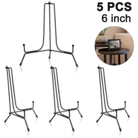 Présentoir en fer noir (lot de 5), support chevalet pour assiettes, photos, cadres, assiettes décoratives, tablettes et objets d'art. (1/5)