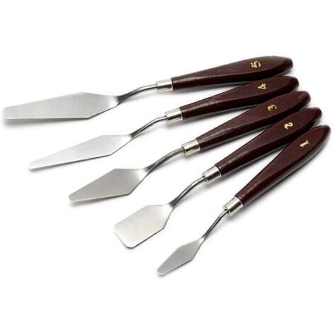 Ensemble de 5 spatules et couteaux à peindre à l'huile, spatule, couteau à palette, spatule à peinture, racloir à peinture, spatules en acier inoxydable (1/5)