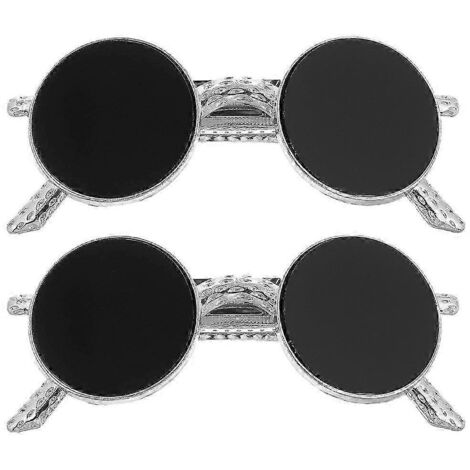 Lot de 2 pinces à cheveux noires amusantes en forme de lunettes de soleil, barrettes à ressort, accessoires pour cheveux femmes et filles pour l'arrière de la tête - 9 x 4 x 2 cm - Noir (1/3)