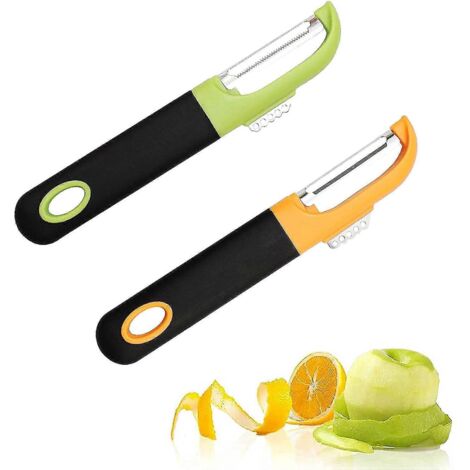 Lot de 2 éplucheurs à fruits et légumes, éplucheur droit et éplucheur à pommes de terre, idéal pour les pique-niques à la maison et en voyage. (1/5)