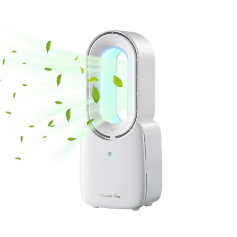 Ventilateur portable sans pales 2024, petit ventilateur personnel de 30 cm (11,8 pouces) avec éclairage LED tactile 5 couleurs. (1/5)